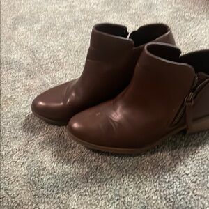 Time and Tru Brown Heeled Boots with Side Zipper
